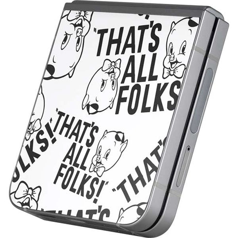 Looney Tunes Porky Pig Black and White Galaxy Z Flip6 Skin